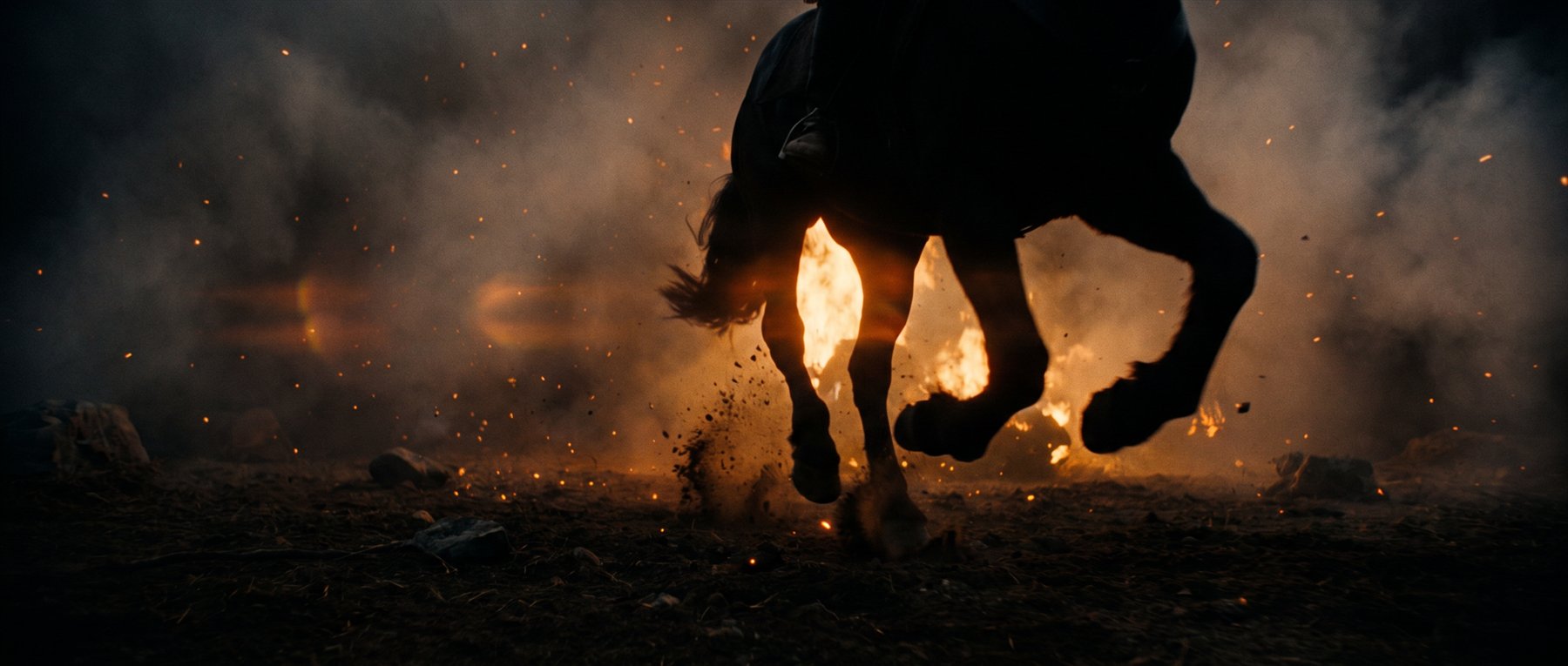 Horse charging through fire