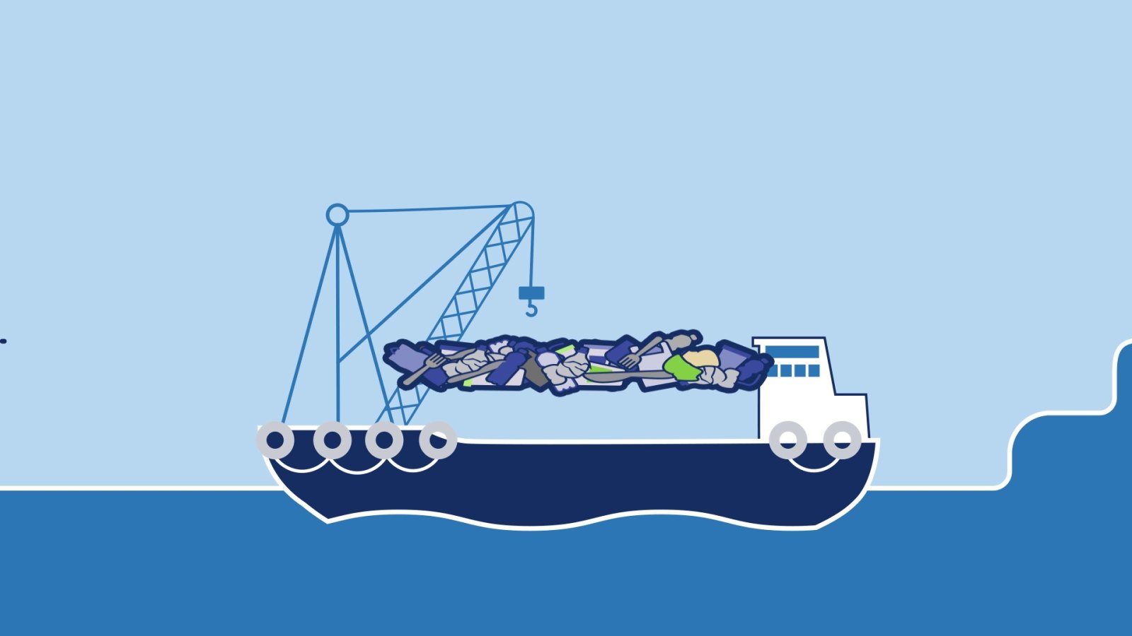 Cargo ship moving recycled material