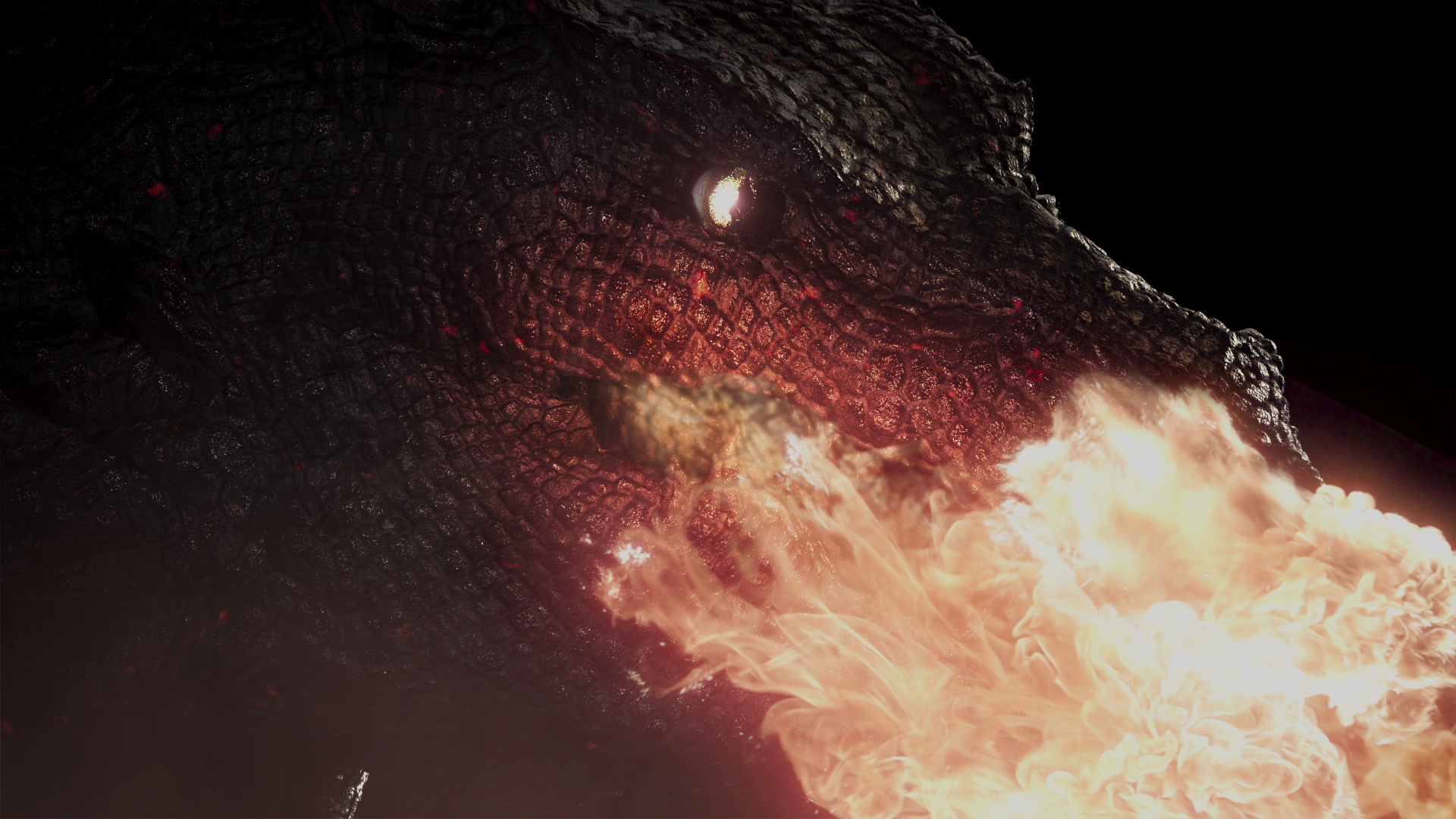The dragon breathing fire